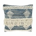 Saro 18 in. Chindi Fringe Square Throw Pillow with Down Filling, Black 1757.BL18SD